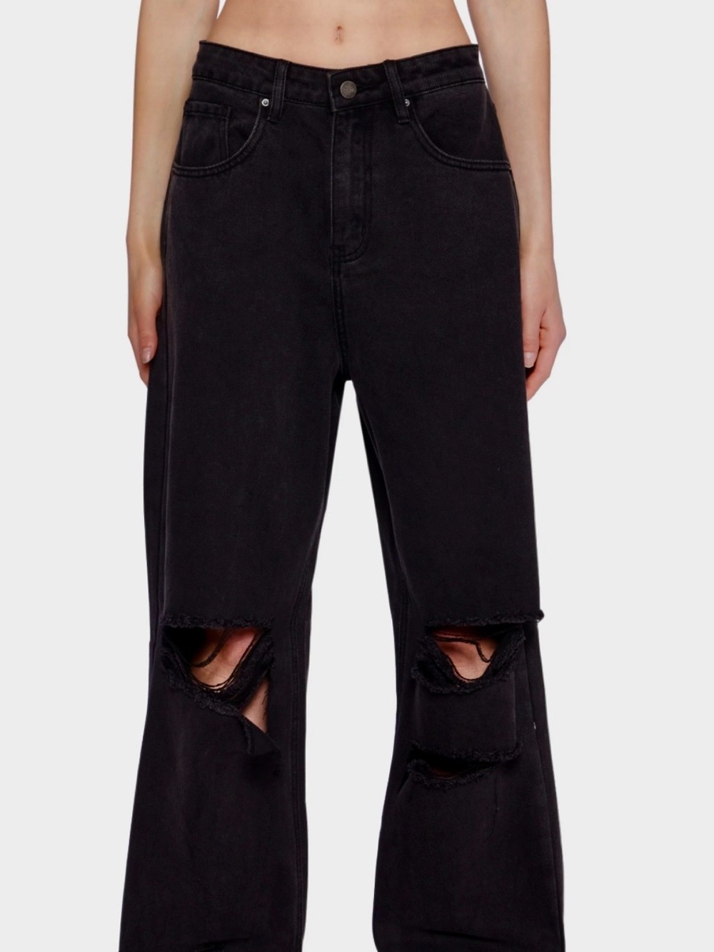 NWT Wide Leg Distressed Black Jeans for Women